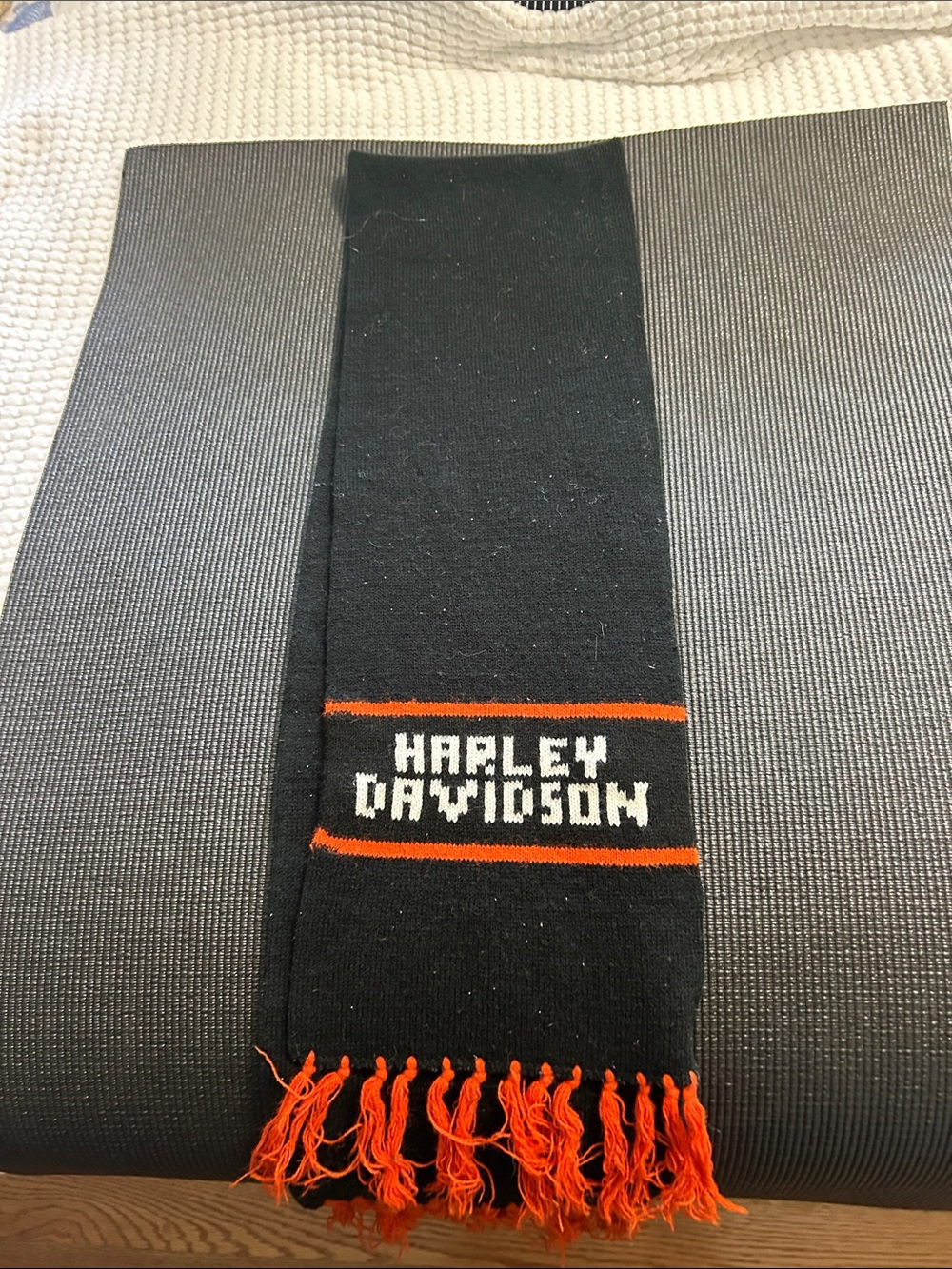 Harley-Davidson Black Scarf with Orange Accents and Logo 55 inches
